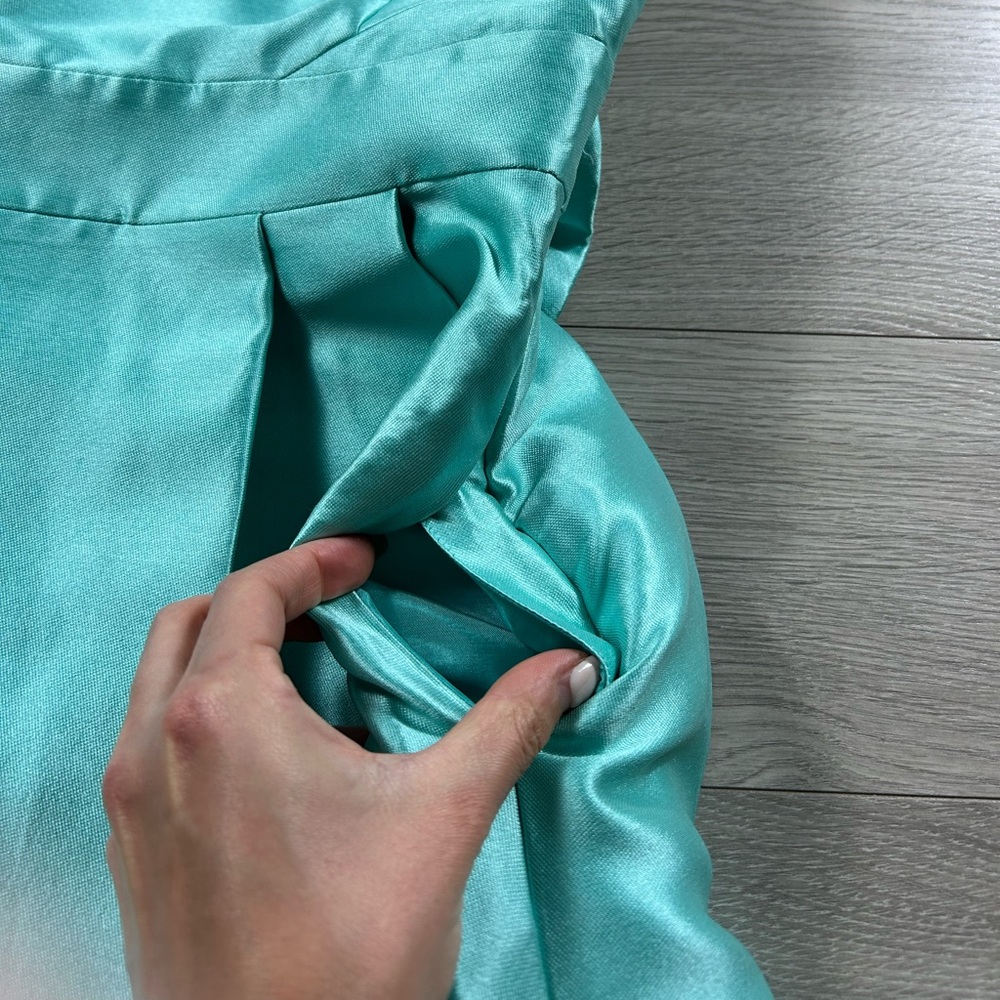 Kate Spade Bow-Embellished Open Back Teal Mini Holiday Party Dress - Picture 10 of 14